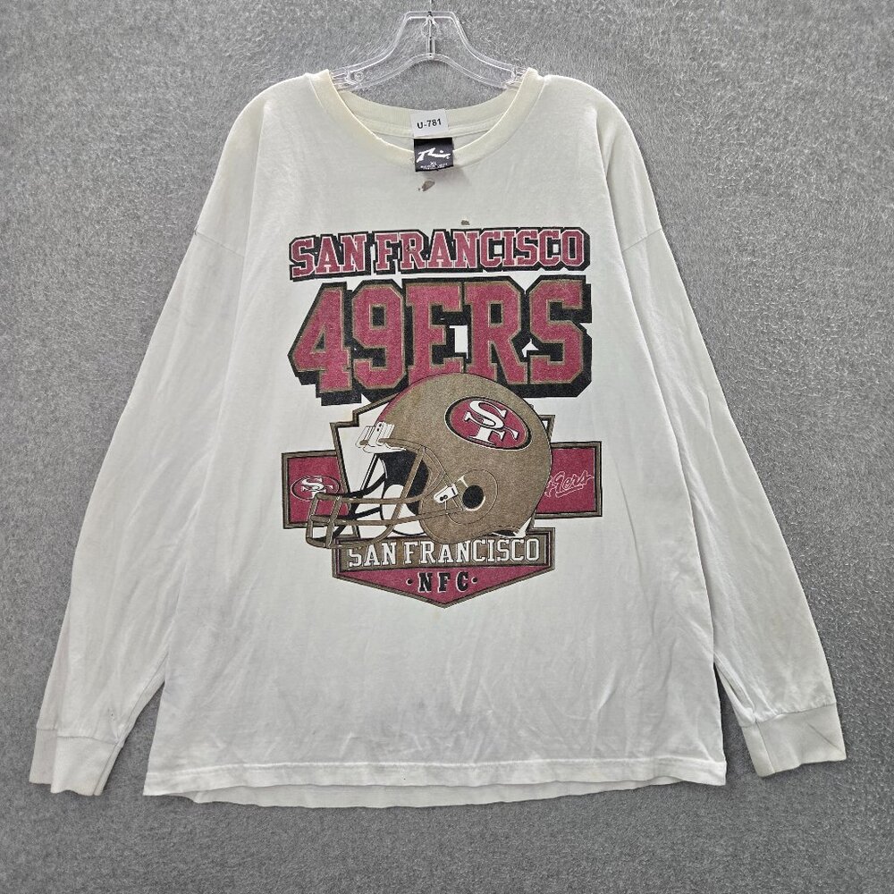 VINTAGE San Francisco 49ers Men Shirt XL Logo Rusty Jerry Rice 80 90s READ